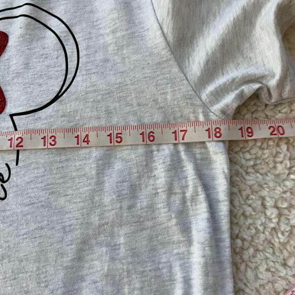 Minnie Mouse Gray Red Glitter "Gang' All Here" Tee Medium - Picture 8 of 9